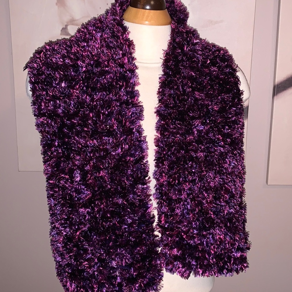Hand made purple knitted scarf